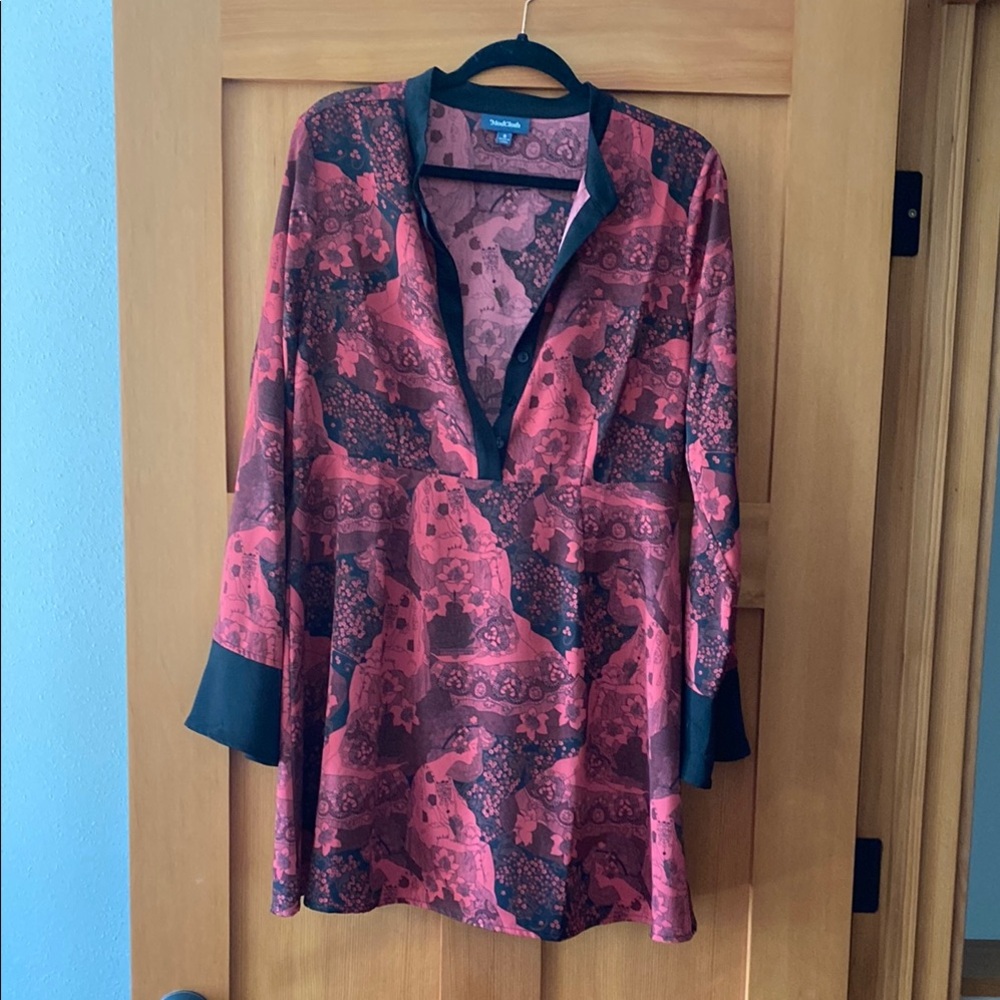 Red and Black Patterned Tunic Top
